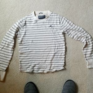 Mens small Abercrombie waffle shirt striped white and black